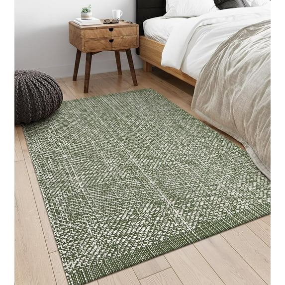 Wonnitar 4x6 Farmhouse Area Rugs, Machine Washable Green Rugs for Bedroom, Indoor Outdoor cotton Rugs for Livig Room Dining Room