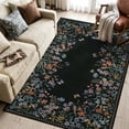 thumbnail image 1 of Wonnitar 4x6 Floral Washable Rug, Black Rugs for Bedroom, Soft Low Pile Living Room Area Rug, Non-Slip Throw Carpet for Dorm Office, 1 of 11