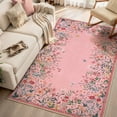 thumbnail image 1 of Wonnitar 4x6 Floral Washable Rug, Pink Rugs for Girls Bedroom, Soft Low Pile Nursery Area Rug, Non-Slip Throw Carpet for Dorm Playroom, 1 of 11