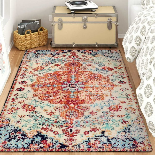 Wonnitar 5'x7' Area Rug for Living Room Large Bohemian Washable Bedroom Rug Soft Non-Slip Dining Room Mat Indoor Throw Nursery Floor Carpet for Guest Room Entryway