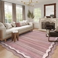 thumbnail image 1 of Wonnitar 5'x7' Scalloped Area Rug for Living Room, Washable Striped Bedroom Rug, Pink Wavy Rug for Dining Room, Nursery, Home Office, Non Slip Soft Low Pile Stain Resistant, 1 of 9
