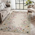thumbnail image 1 of Wonnitar 5x7 Floral Washable Rug, Beige Rugs for Bedroom, Soft Low Pile Living Room Area Rug, Non-Slip Throw Carpet for Nursery Playroom, 1 of 12