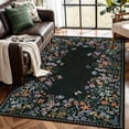 thumbnail image 1 of Wonnitar 5x7 Floral Washable Rug, Black Rugs for Bedroom, Soft Low Pile Living Room Area Rug, Non-Slip Throw Carpet for Dorm Office, 1 of 12