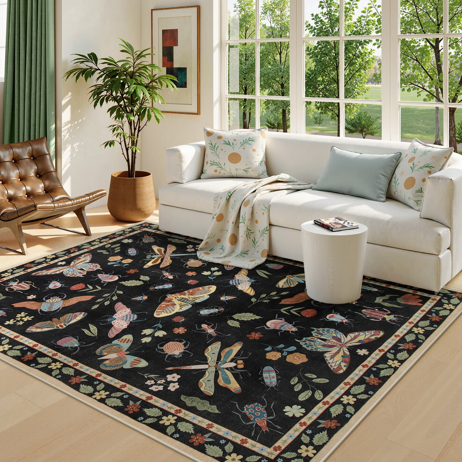 Modern Black Insect Rug Wonnitar 5x7 Insect Living Room Area Rug, Washable Modern Bedroom Rug ...