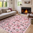thumbnail image 1 of Wonnitar 6'x9' Insect & Botanical Washable Rug - Soft Nature-Inspired Carpet for Living Room, Ultra-Thin Non-Slip Pink Rug for Bedroom, Dining Room, Nursery, 1 of 7