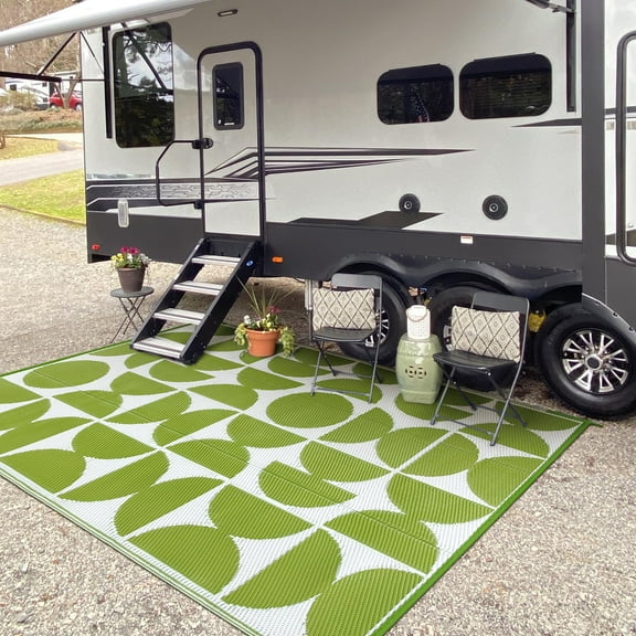 Wonnitar 6'x9' Outdoor Rug Waterproof,Outdoor Carpet Patio Rug Mat Reversible RV Camping Rug-Plastic Straw Rug Outside Outdoor Area Rug for Patio Deck Balcony Backyard Picnic Beach Green