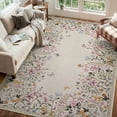 thumbnail image 1 of Wonnitar 6x9 Floral Washable Area Rug, Beige Rugs for Bedroom, Soft Low Pile Living Room Area Rug, Non-Slip Throw Carpet for Nursery Playroom, 1 of 11
