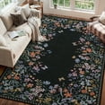 thumbnail image 1 of Wonnitar 6x9 Floral Washable Rug, Black Rugs for Bedroom, Soft Low Pile Living Room Area Rug, Non-Slip Throw Carpet for Dining Room Office, 1 of 12