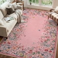 thumbnail image 1 of Wonnitar 6x9 Floral Washable Rug, Pink Rugs for Girls Bedroom, Soft Low Pile Living Room Area Rug, Non-Slip Throw Carpet for Nursery Playroom, 1 of 11