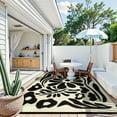 thumbnail image 1 of Wonnitar 6x9 Outdoor Rug Waterproof, Plastic Straw RV Rugs for Outside, Large Portable RV Outdoor Carpet, Black&White Floral Rug for Picnic Garden Patio, 1 of 8