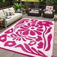 thumbnail image 1 of Wonnitar 6x9 Outdoor Rug Waterproof, Plastic Straw RV Rugs for Outside, Large Portable RV Outdoor Carpet，Pink Floral Rug for Picnic Garden Patio, 1 of 9