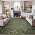thumbnail image 1 of Wonnitar 6x9 Washable Floral Rug, Green Rugs for Bedroom, Soft Low Pile Living Room Area Rug, Non-Slip Throw Carpet for Nursery Playroom, 1 of 9
