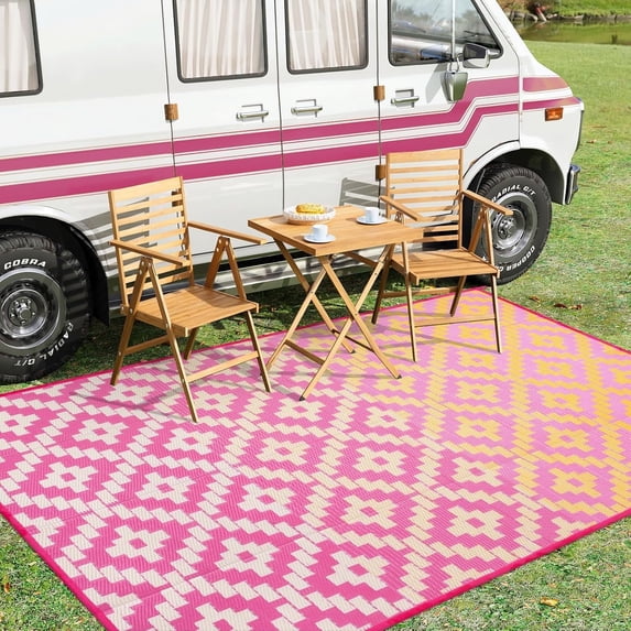 Movable Rug Color Wonnitar 6x9 Waterproof Outdoor Rugs, Plastic Straw Portable Rug for ...