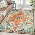 thumbnail image 1 of Wonnitar 8'x10' Boho Area Rugs for Living Room Soft Washable Bedroom Room Mat Large Non Slip Dining Room Rugs Under Table Vintage Floral Carpet for Playroom Office Kids Playroom,Orange, 1 of 9