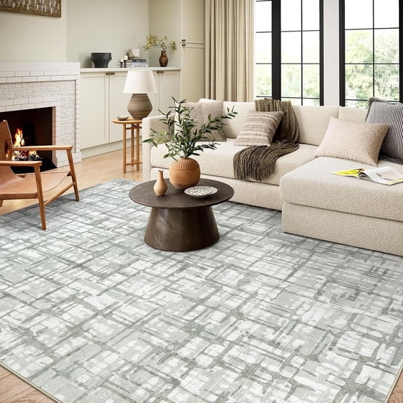 Wonnitar 8x10 Moderen Living Room Area Rugs, Large Soft Washable Bedroom Rug, Non Slip Ultra-Thin Modern Carpet for Guest Room Office