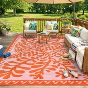 Wonnitar 8'x10' Outdoor Rug Waterproof, Plastic Straw Portable Rugs for Outside, Large Reversible RV Outdoor Carpet,Modern Blue Purple Carpets for Picnic Garden