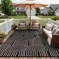thumbnail image 1 of Wonnitar Large Outdoor Rugs Waterproof 8'x10' Reversible Plastic Straw Rug, Modern Rainbow Outside Carpet for RV Patio Deck Porch Balcony Picnic Camping Beach, Black&Brown-Rainbow, 1 of 10