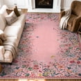 thumbnail image 1 of Wonnitar 8x10 Floral Living Room Rug,Washable Pink Rugs for Girls Bedroom, Soft Low Pile Area Rug, Non-Slip Throw Carpet for Nursery Playroom, 1 of 11
