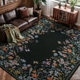 thumbnail image 1 of Wonnitar 8x10 Floral Washable Rug, Black Rugs for Living Room, Soft Low Pile Bedroom Area Rug, Non-Slip Throw Carpet for Dorm Office, 1 of 12