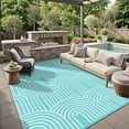thumbnail image 1 of Wonnitar 9'x12' Extra Large Outdoor Rug Patio Waterproof,Reversible Camping Rugs Plastic Straw Rv Rugs for Outside Under Awning,Portable Lightweight 9x12ft Carpet for Backyard,Blue, 1 of 9