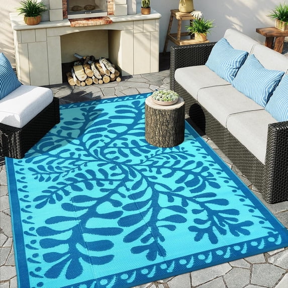 Wonnitar 9'x12' Extra Large Outdoor Rug Patio Waterproof,Reversible Camping Rugs Plastic Straw Rv Rugs for Outside Under Awning,Portable Lightweight 9x12ft Carpet for Backyard