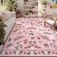 thumbnail image 1 of Wonnitar 9'x12' Insect Washable Area Rug - Soft Pink Nature-Inspired Carpet for Living Room, Non-Slip Ultra-Thin Large Rug for Bedroom, Dining Room, Office, 1 of 7