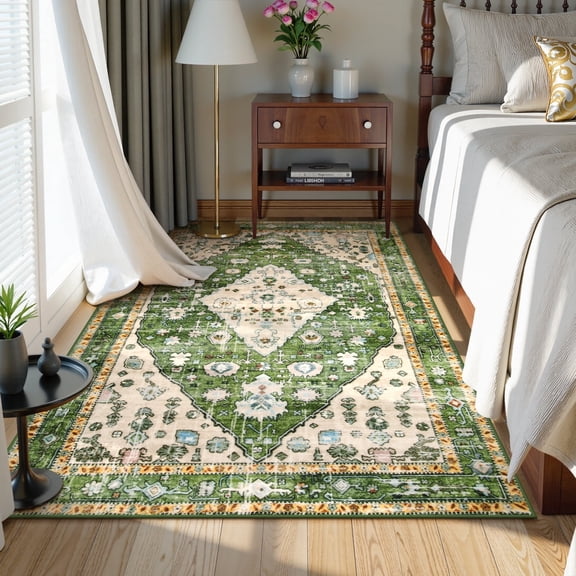 Wonnitar Bohemian Area Rug for Living Room 4x6 Soft Washable Rugs for Bedroom Vintage Non Slip Indoor Printed Carpet for Apartment Dining Room Kitchen Foyer RV