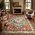 thumbnail image 1 of Wonnitar 5' x 7' Boho Area Rug for Living Room, Washable Rug for Bedroom Vintage Oriental Traditional Carpet Accent Rug for Dinning Room Office Non Ship Low Pile Stain Resistant Red, 1 of 10