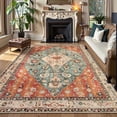 thumbnail image 1 of Wonnitar Boho Tribal Area Rug 5'x7' Large Washable Living Bedroom Rug Distressed Oriental Non-Slip Non-Shedding Print Floor Carpet for Dining Room Home,Rust, 1 of 9