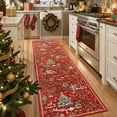 thumbnail image 1 of Wonnitar Christmas Hallway Runner Rug 2x8, Non Slip Soft Long Kitchen Carpet Runner, Washable Low Pile Xmas Tree Carpet Runner for Entryway Bathroom Holiday Winter Decor, Red, 1 of 15