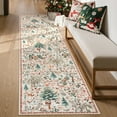 thumbnail image 1 of Wonnitar 2x8 Christmas Rug for Hallway Runner, Non Slip Soft Long Kitchen Carpet Runner, Washable Low Pile Xmas Tree Carpet Runner for Entryway Bathroom Holiday Winter Decor, Beige, 1 of 10