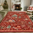 thumbnail image 1 of Wonnitar Christmas 5x7 Area Rug, Washable Soft Rug for Living Room, Non Slip Xmas Tree Ultra Thin Bedroom Rug, Indoor Floor Carpet for Dining Room Winter Holiday Decor, Red, 1 of 11