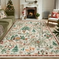 thumbnail image 1 of Wonnitar 5x7 Christmas Area Rug, Washable Soft Rug for Living Room, Non Slip Xmas Tree Ultra Thin Bedroom Rug, Indoor Floor Carpet for Dining Room Winter Holiday Decor, Beige, 1 of 9