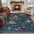 thumbnail image 1 of Wonnitar Christmas 5x7 Area Rug, Washable Soft Rug for Living Room, Non Slip Xmas Tree Ultra Thin Bedroom Rug, Indoor Floor Carpet for Dining Room Winter Holiday Decor, Navy Blue, 1 of 10