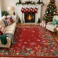 thumbnail image 1 of Wonnitar 8x10 Christmas Area Rug, Machine Washable Low-Pile Non-Slip Doormat, Holiday Rug for Entryway, Kitchen, Bedroom, Christmas Red, 1 of 12