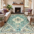 thumbnail image 1 of Wonnitar 9'x12' Large Area Rug for Living Room, Washable Rug for Bedroom Vintage Boho Accent Rug for Dinning Room Office Apartment Non Ship Low Pile Stain Resistant Sky Blue, 1 of 8