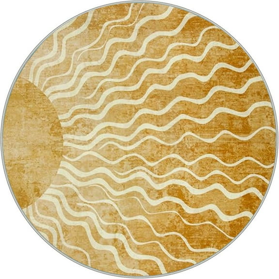 Wonnitar Sun Print Boho Round Rugs, 4ft Small Round Rug Washable Green Circle Carpet, Soft Non Slip 4 Feet Mid Century Circular Dining Room Carpet for Entryway Bedroom, Teal/Multi