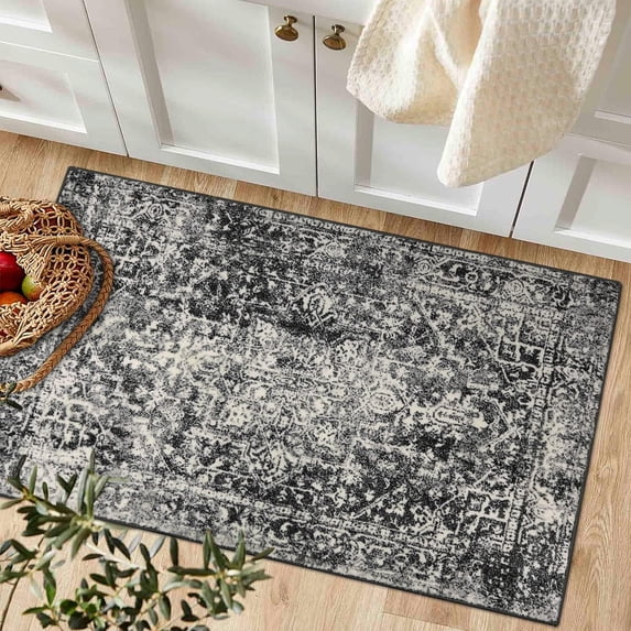 Wonnitar Washable Vintage 2x3 Rug Runner for Hallways Non-Slip, Traditional Non-Shedding Entryway Mat Soft Carpet for Bathroom Foyer Bedroom