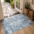 thumbnail image 1 of Wonnitar 3'x5' Vintage Entryway Rug, Washable Small Area Rug for Kitchen Non Slip Stain Resistant, Low Pile Medallion Throw Rug for Bedroom Bathroom Laundry Room, Blue, 1 of 12