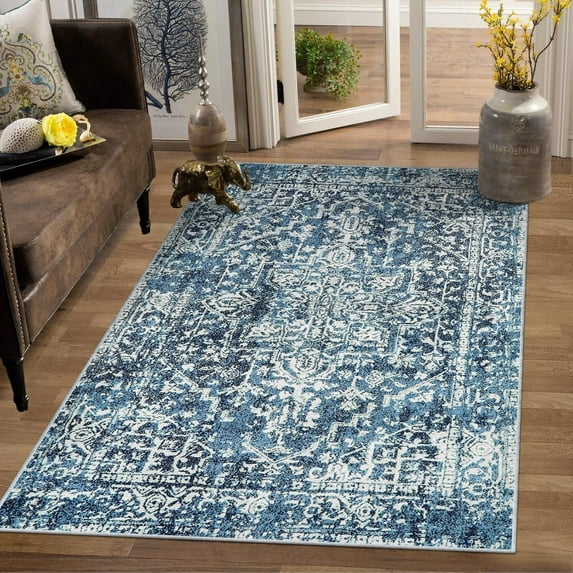 Wonnitar Vintage 3x5 Rug, Washable Rug Runner for Hallways Non-Slip, Traditional Non-Shedding Entryway Mat Soft Carpet for Bathroom Foyer Bedroom