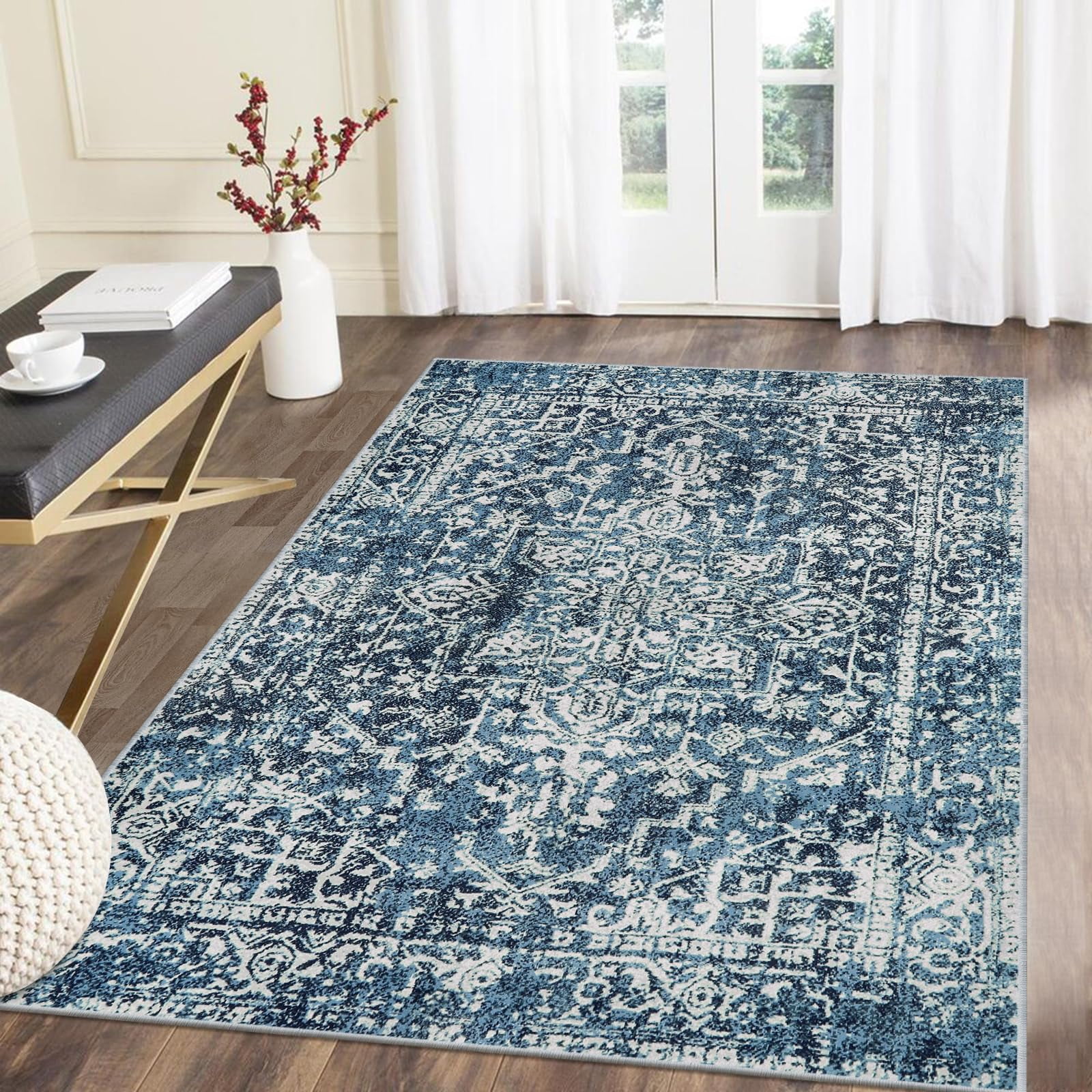 Wonnitar Washable Rug, Vintage 4x6 Rug Runner for Hallways Non-Slip ...