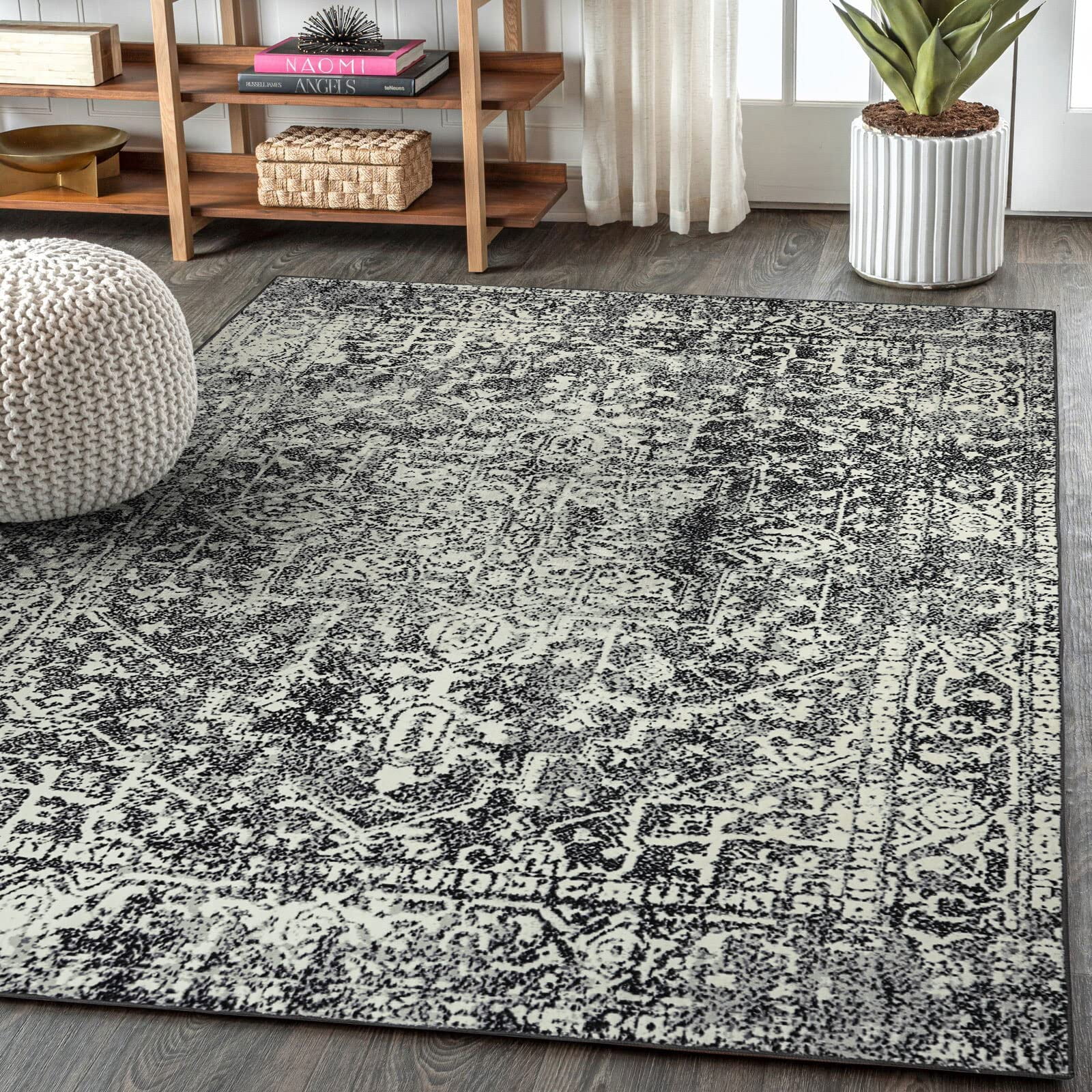 Wonnitar Washable Rug, Vintage 5x7 Rug Runner for Hallways Non-Slip, Traditional Non-Shedding Entryway Mat Soft Carpet for Bathroom Foyer Bedroom