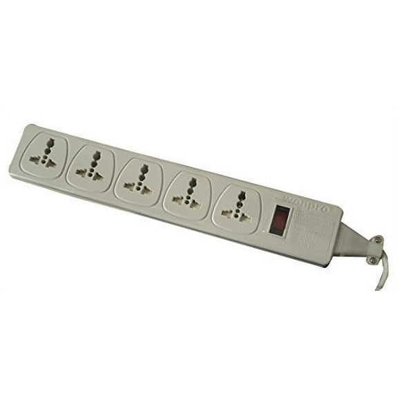 Wonpro WES4.5-D107 Universal Power Strip 5-Outlet Surge Protector, 110V - 220V/250V