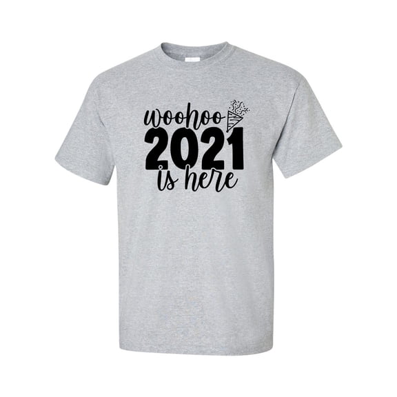 Woo Hoo 2021 Is Here Celebration Unisex Adult Short Sleeve T-shirt-Sports Grey-4xl