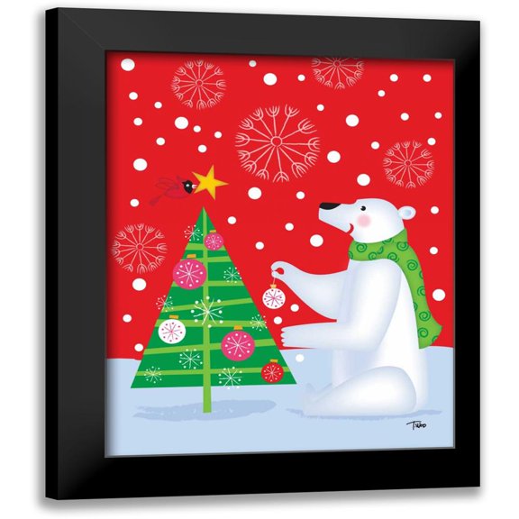 Woo, Teresa 12x14 Black Modern Framed Museum Art Print Titled - Polar Bear and Tree