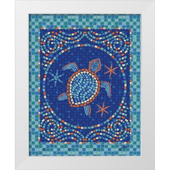 Woo, Teresa 12x14 White Modern Wood Framed Museum Art Print Titled - Macedonia Reef Turtle
