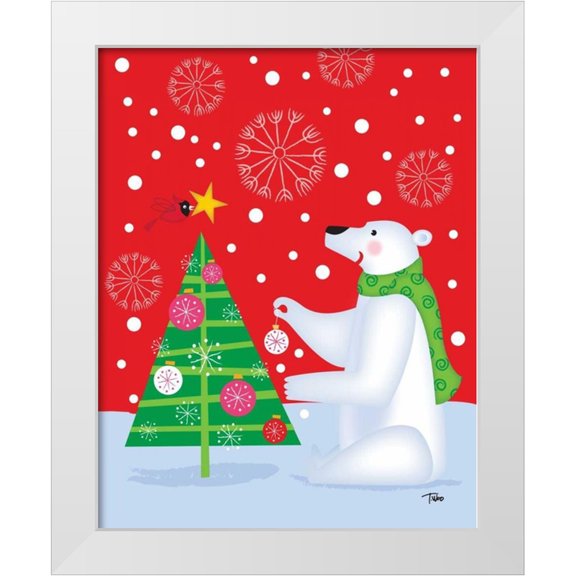Woo, Teresa 12x14 White Modern Wood Framed Museum Art Print Titled - Polar Bear and Tree