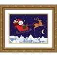 thumbnail image 1 of Woo, Teresa 14x12 Gold Ornate Wood Framed with Double Matting Museum Art Print Titled - Santa and Reindeer, 1 of 4