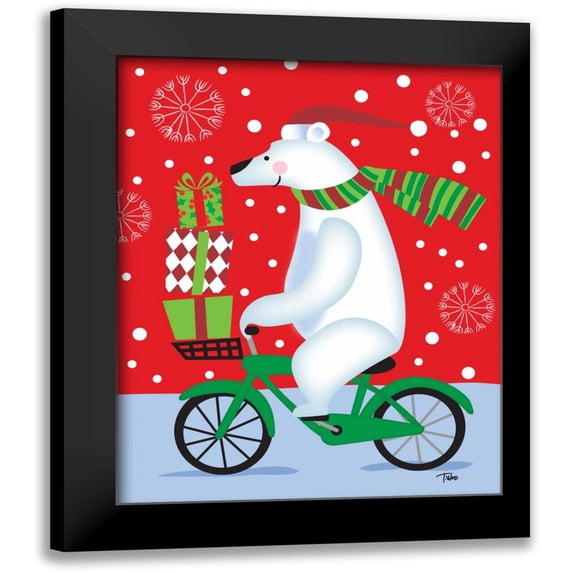 Woo, Teresa 15x18 Black Modern Framed Museum Art Print Titled - Polar Bear and Bicicle