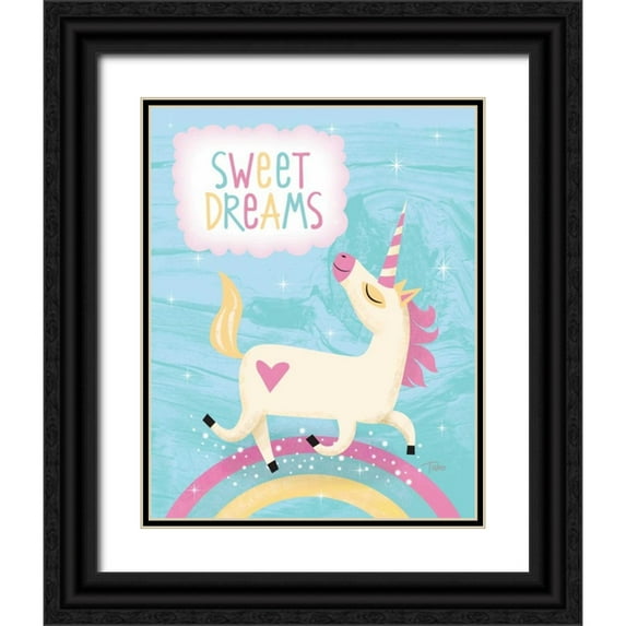 Woo, Teresa 20x24 Black Ornate Wood Framed with Double Matting Museum Art Print Titled - Unicorn I